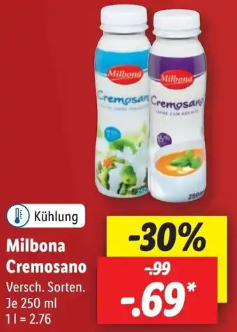 Lidl Milbona Cremosano 250 ml Angebot