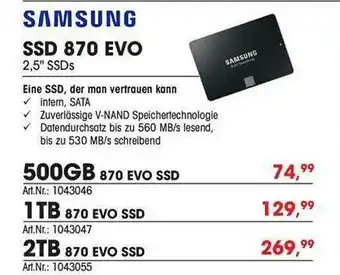 Arlt Samsung Ssd 870 Evo Angebot