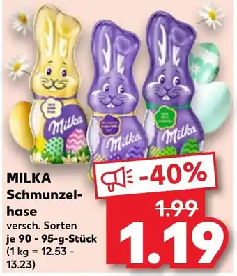 Kaufland Milka Schmunzelhase 90-95 g Stück Angebot
