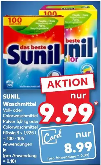 Kaufland Sunil Waschmittel 100-105 Anwendungen Angebot