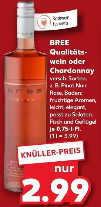 Kaufland Bree Qualitätswein oder Chardonnay 0,75 L-Fl. Angebot