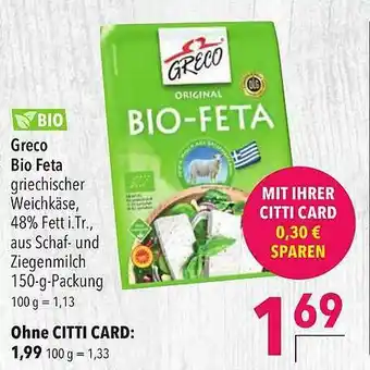 CITTI Markt Greco Bio Feta Angebot