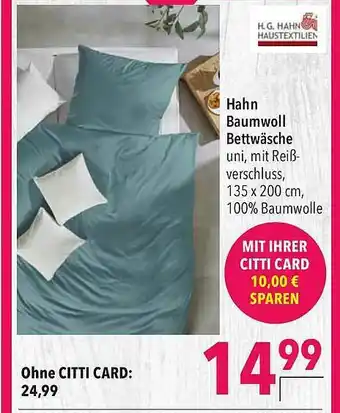 CITTI Markt Hahn Baumwoll Bettwäsche Angebot