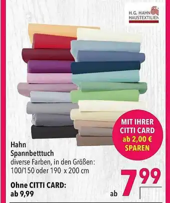 CITTI Markt Hahan Spannbetttuch Angebot