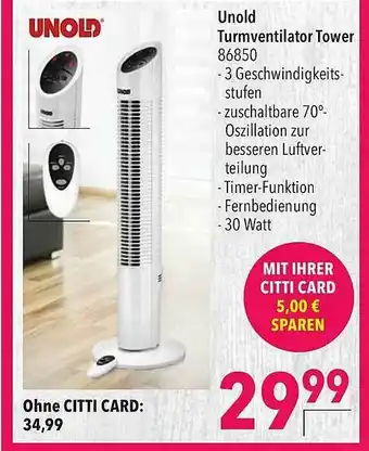 CITTI Markt Unold Turmventilator Tower Angebot