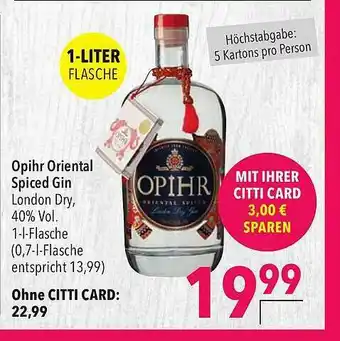 CITTI Markt Opihr Oriental Spiced Gin Angebot