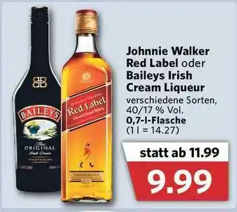 Combi Johnnie Walker Red Label Oder Baileys Irish Cream Liqueur Angebot