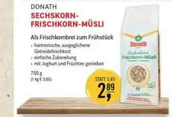 Reformhaus Bacher Donath Sechskorn-frischkorn-müsli Angebot