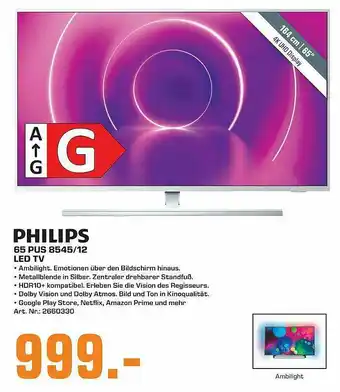 Saturn Philips 65 Pus 8545.12 Led Tv Angebot