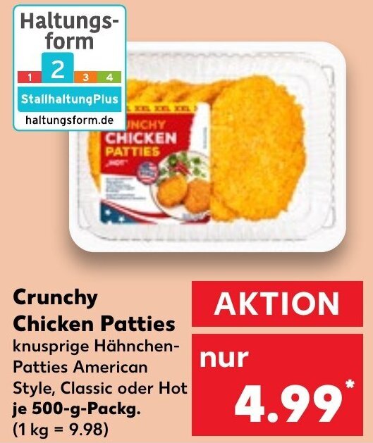 Crunchy Chicken Patties 500 g Packg. Angebot bei Kaufland