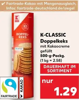 Kaufland K-Classic Doppelkeks 500 g Packg. Angebot