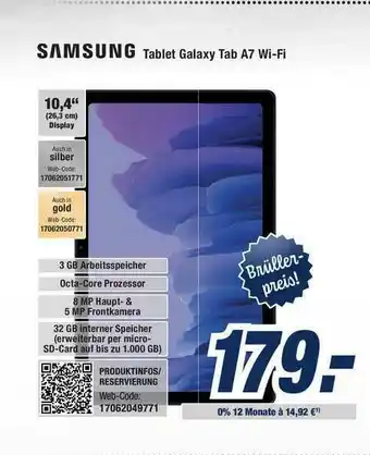 Expert Bening Samsung Tablet Galaxy Tab A7 Wifi Angebot