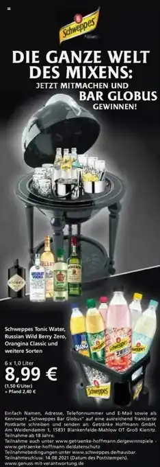 Getränke Hoffmann Schweppes Tonic Water, Russian Wild Berry Zero, Orangina Classic Und Weitere Sorten Angebot