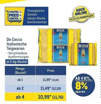 METRO De cecco italienische teigwaren Angebot
