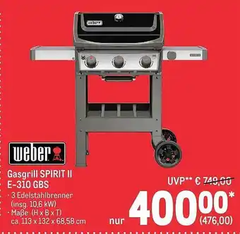 METRO Weber gasgrill spirit ii e-310 gbs Angebot