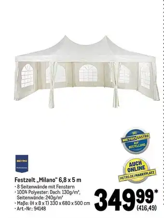 METRO Metro professional festzelt milano Angebot