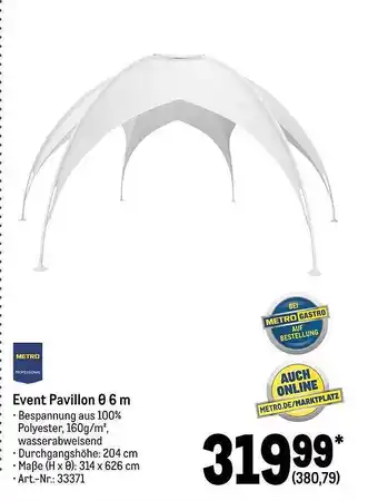 METRO Metro professional event pavillon ø 6m Angebot