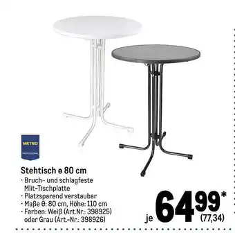 METRO Metro professional stehtisch ø 80 cm Angebot