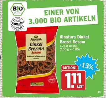 Hit Alnatura Dinkel Brezel Sesam Angebot