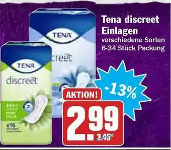 Hit Tena Discreet Einlagen Angebot