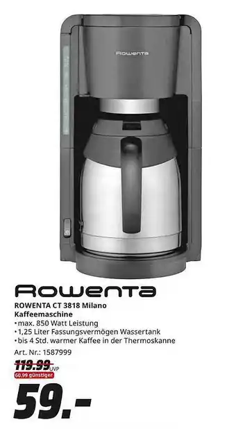 MediaMarkt Rowenta ct 3818 milano kaffeemaschine Angebot