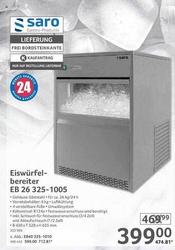 Selgros Saro eiswürfelbereiter eb 26 325-1005 Angebot
