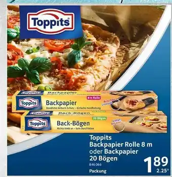 Selgros Toppits backpapier rolle 8 m oder backpapier 20 bögen Angebot