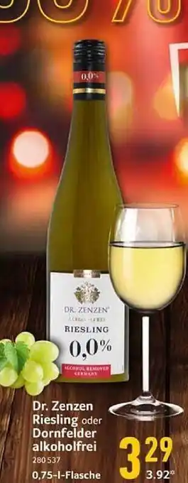 Selgros Dr. zenzen riesling oder dornfelder alkoholfrei Angebot