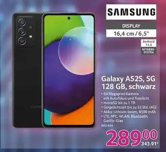 Selgros Samsung galaxy a52s, 5g 128 gb, schwarz Angebot