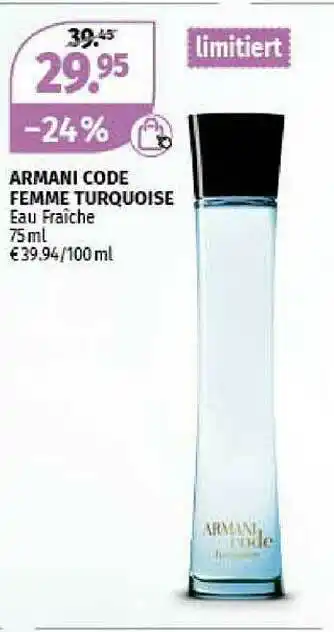 Müller Armani Code Femme Turquoise Angebot