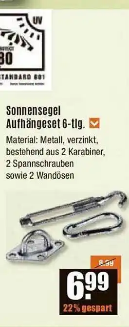 V Baumarkt Sonnensegel aufhängeset 6-tlg. Angebot