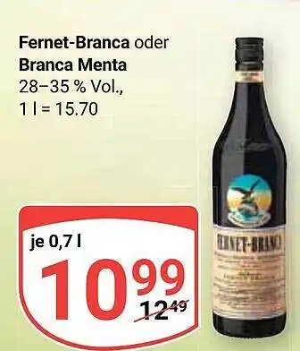 Globus Fernet-branca oder branca menta Angebot