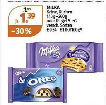 Müller Milka Kekse, Kuchen Angebot