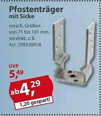 Sonderpreis Baumarkt Pfostenträger mit sicke Angebot