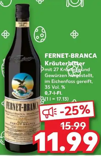 Kaufland Fernet Branca Kräuterbitter 0,7 L-Fl. Angebot