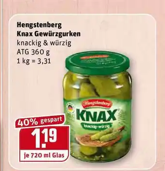 REWE Kaufpark Hengstenberg Knax Gewürzgurken Angebot