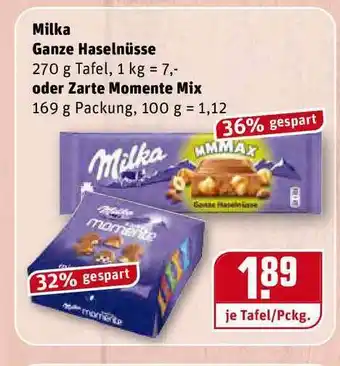 REWE Kaufpark Milka Ganze Haselnüsse Oder Zarte Momente Mix Angebot