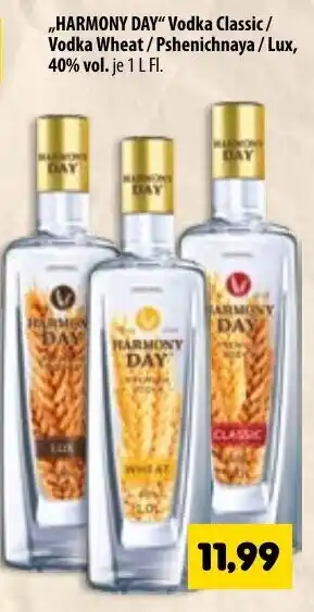 Mix Markt Harmony Day Vodka Classic/Vodka Wheat/Pschenichnaya Lux 1 L-Fl. Angebot