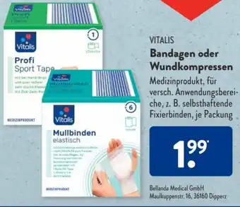 Aldi Süd Vitalis Bandagen oder Wundkompressen Angebot