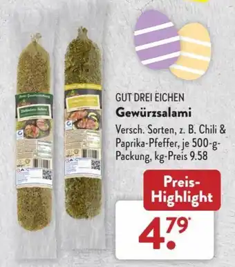 Aldi Süd Gut Drei Eichen Gewürzsalami 500 g Packung Angebot