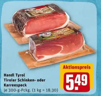 REWE City Handl Tyrol Tiroler Schinken oder Karreespeck 300g Angebot