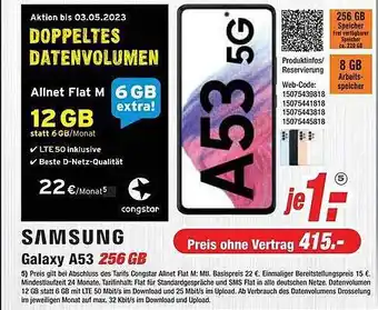 Expert Samsung galaxy a53 256 gb mit congstar allnet flat m Angebot