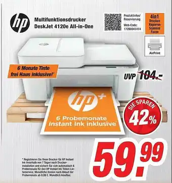 Expert Hp multifunktionsdrucker deskjet 4120e all-in-one Angebot