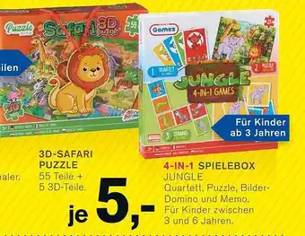 KODi 3d-safari puzzle oder 4in1 spielebox jungle Angebot