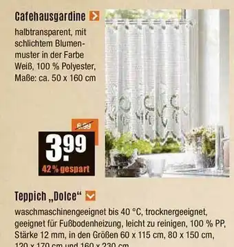 V Baumarkt Cafehausgardine oder teppich „dolce“ Angebot