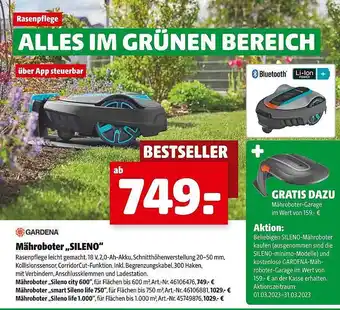 Hagebau Gardena mähroboter „sileno“ Angebot