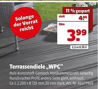 Hagebau Terrassendiele „wpc“ Angebot