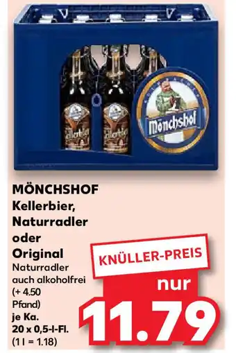 Kaufland Mönchshof Kellerbier, Naturradler oder Original Ka. 20x0,5 L-Fl. Angebot