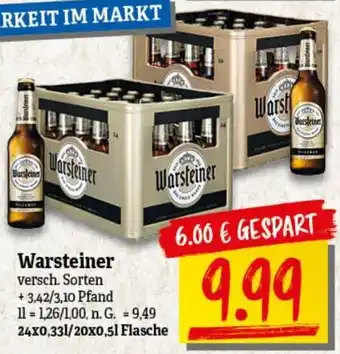 nah & gut Warsteiner 24x0,33/20x0,5 L Flasche Angebot