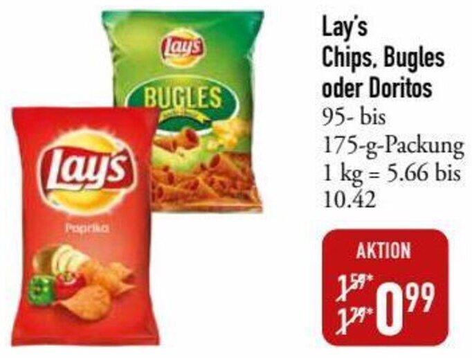 Lay's Chips, Bugles oder Doritos 95175 g Packung Angebot bei Galeria